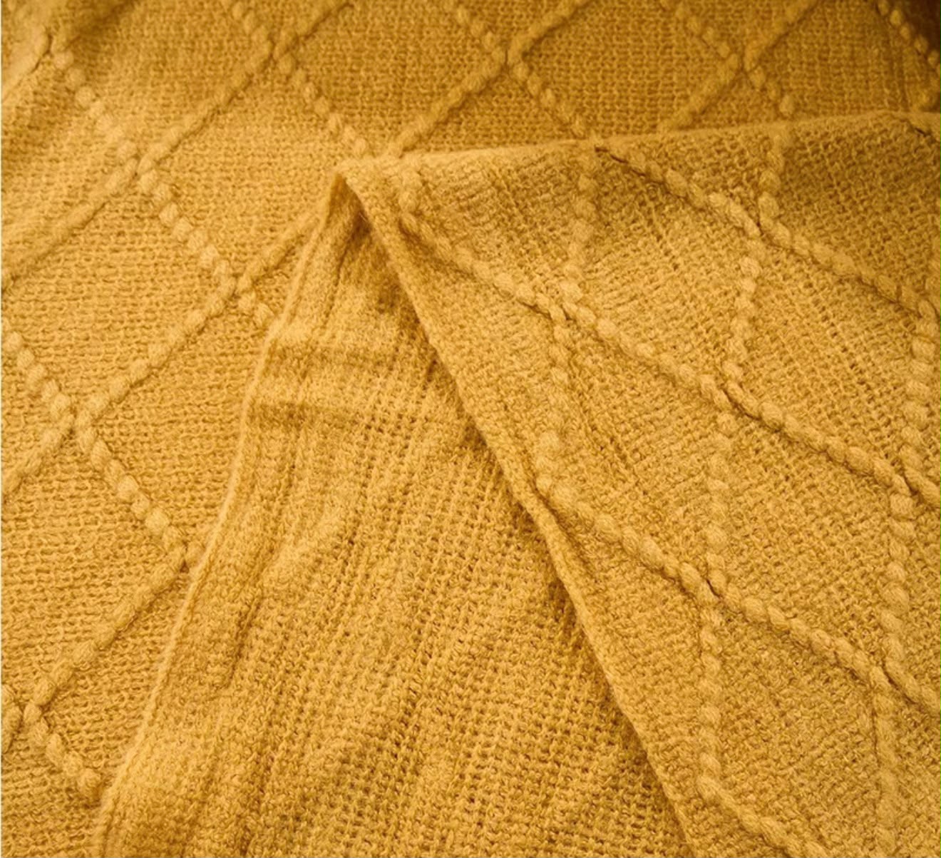 Yellow Knitted Throw