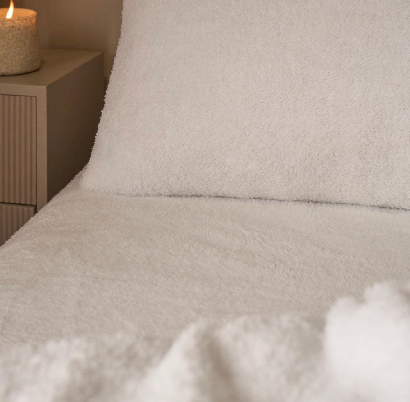 Teddy Fleece White Duvet Set