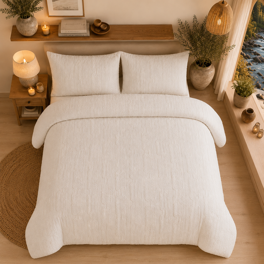 Premium Tufted White Duvet Set