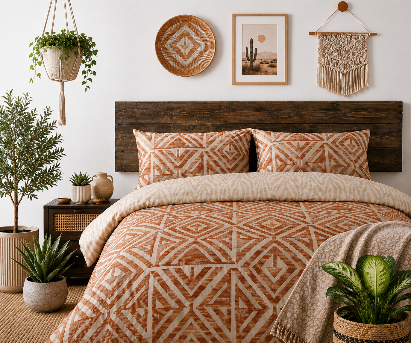 Global Geometric Orange Duvet Set