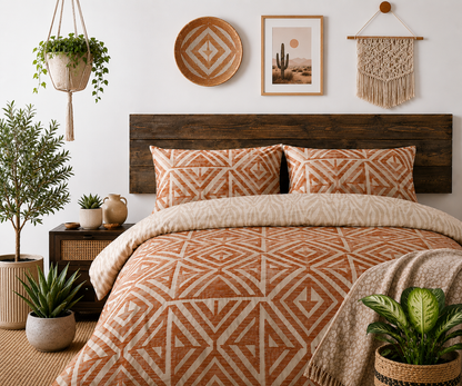 Global Geometric Orange Duvet Set