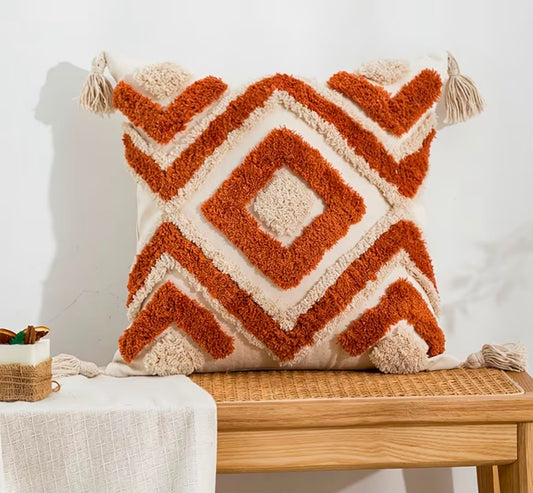 Terracotta Tufted Cushion Cover
