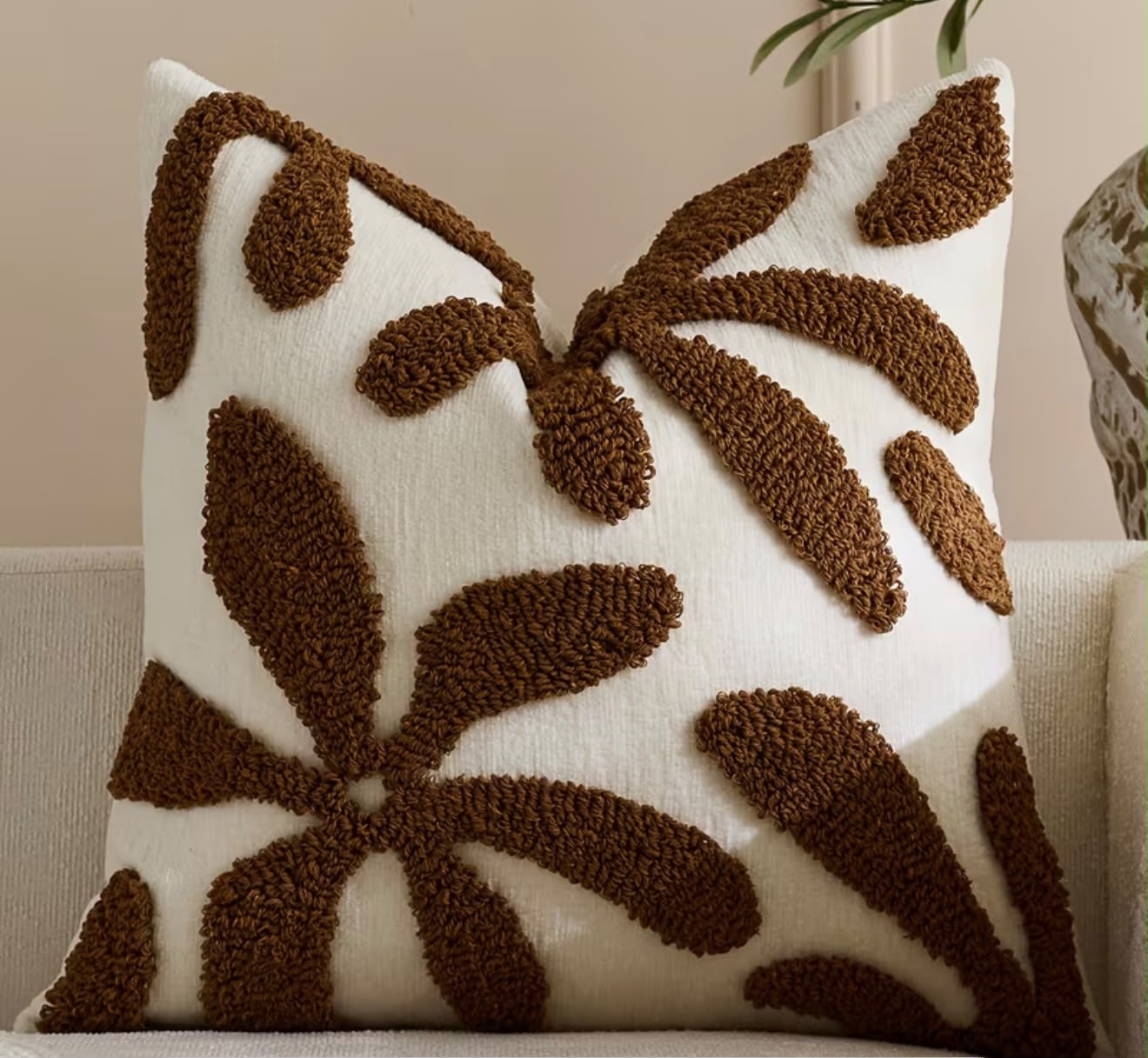 Brown Tufted Cusion Cover