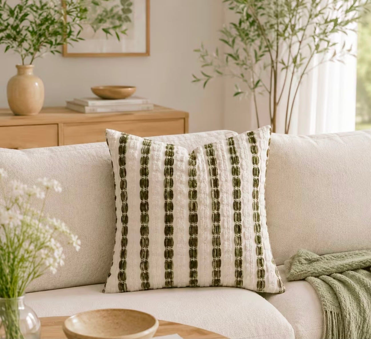 Green Chenile Boho Cushion