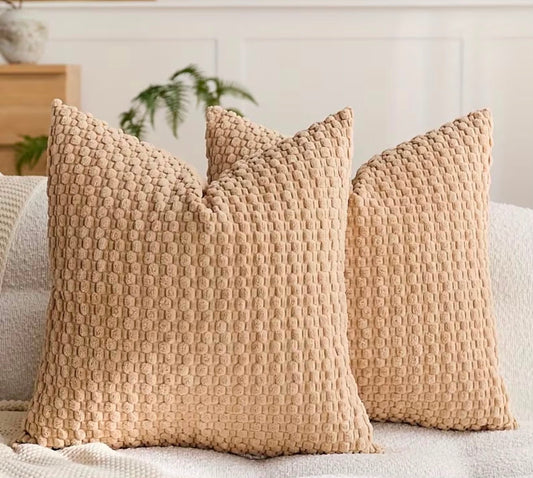 Plain Waffle Beige Cushion
