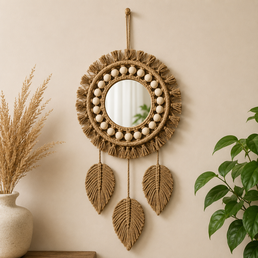 Beaded Leaf Mirror