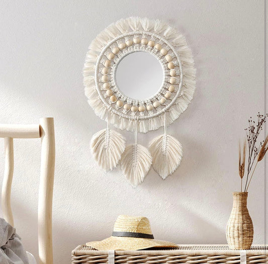 Macramé Leaf Mirror