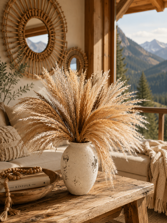Rustic Distressed Ceramic Vase | Boho Home Décor | Pampas Grass Vase