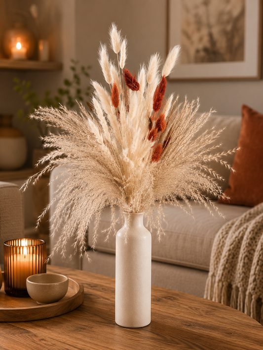 Autumn Pampas Arrangement with Ceramic Vase