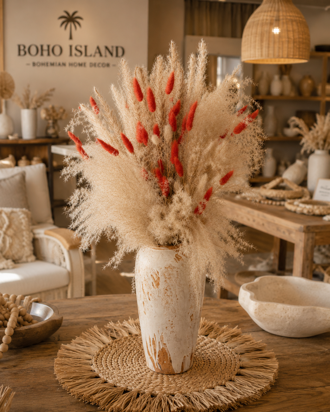 Pampa Grass with Extra Large Ceramic Vase