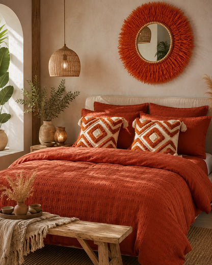 Orange Raffia Sunburst Mirror