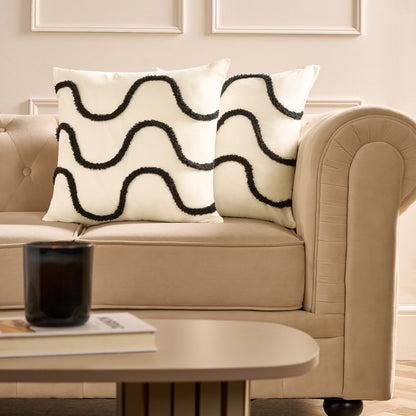 Tufted Black and White Cushion