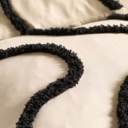 Tufted Black and White Cushion