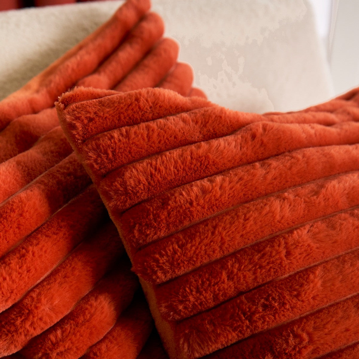 Fleece Rust Plain Cushion