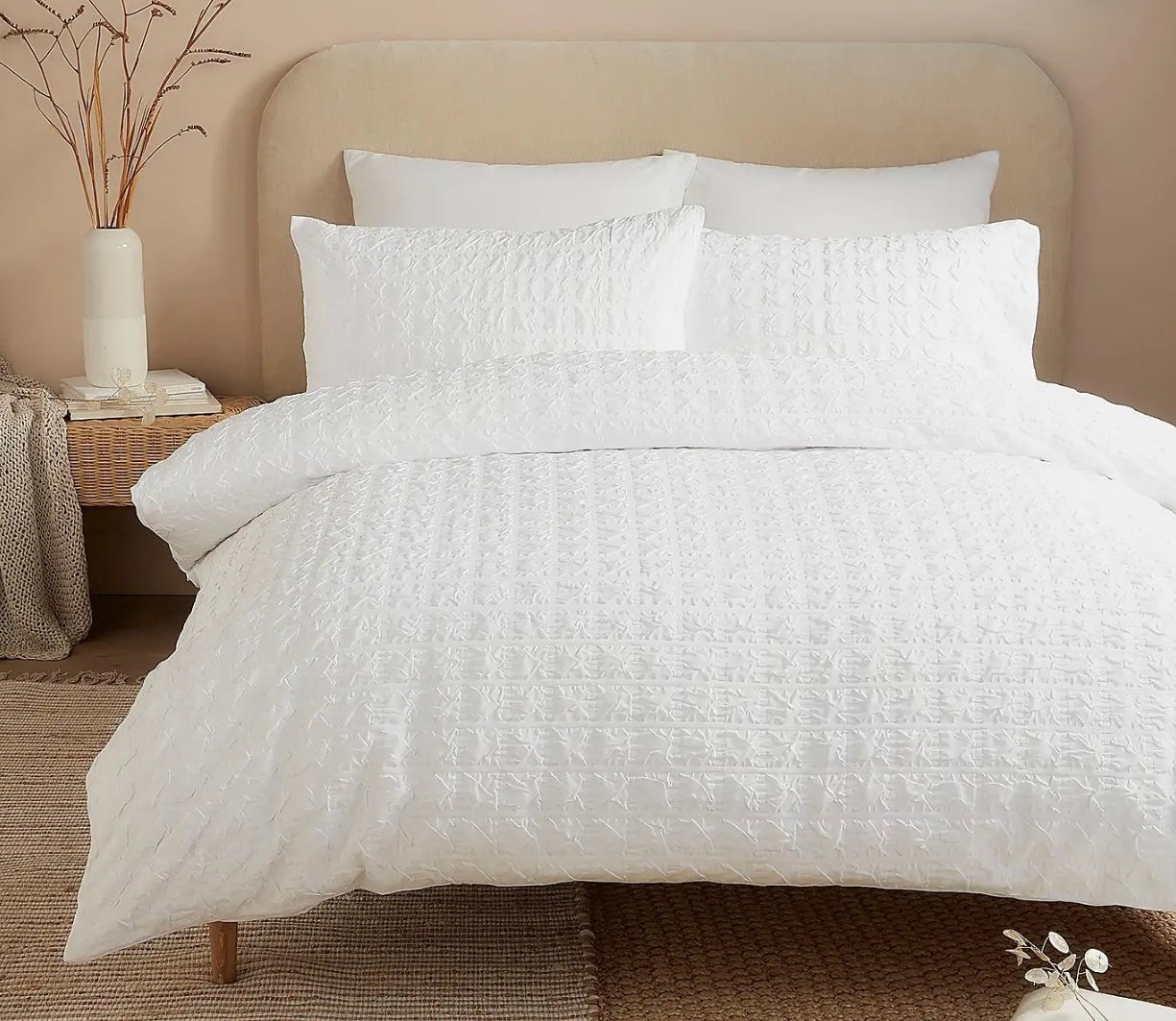 Seersucker White Duvet Set