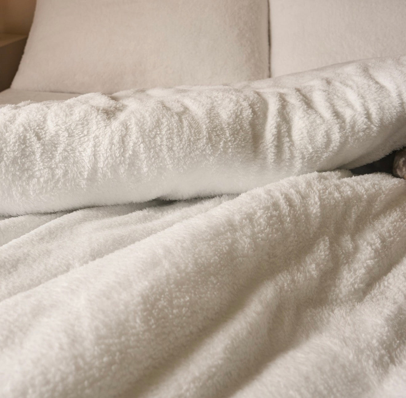 Teddy Fleece White Duvet Set