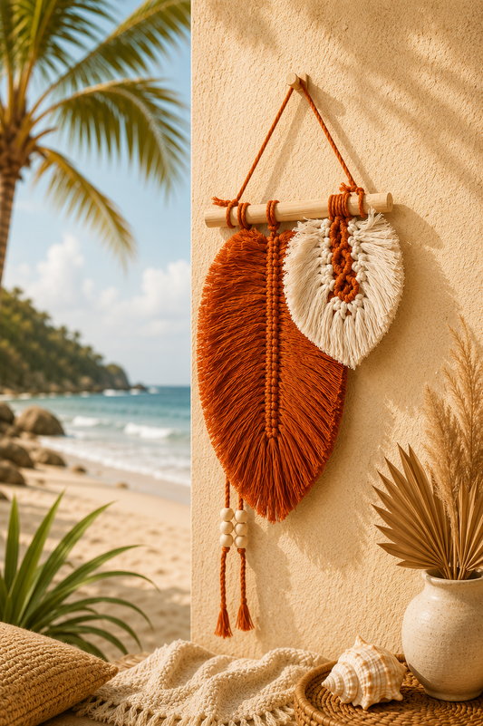 Woven Leaf Hanging- Terracotta