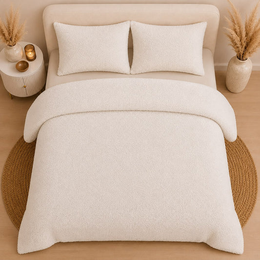 Teddy Fleece White Duvet Set