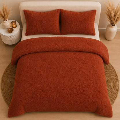 Teddy Fleece Orange Duvet Set