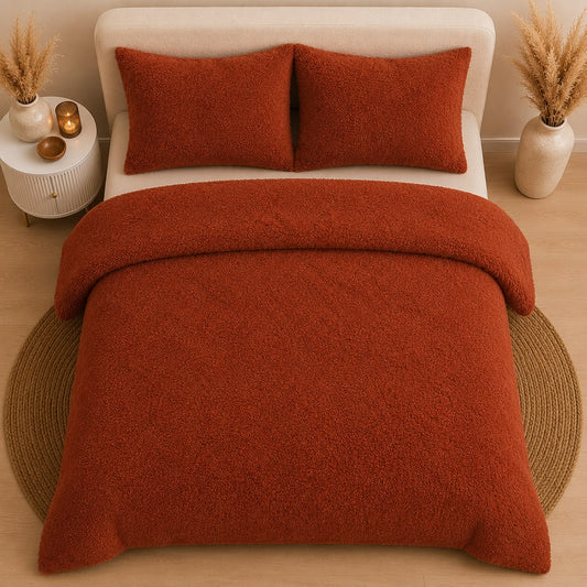 Teddy Fleece Orange Duvet Set