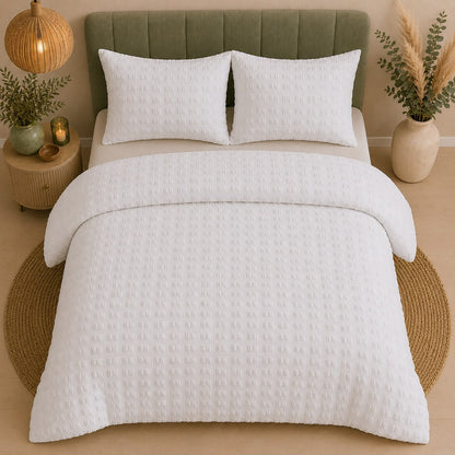 Seersucker White Duvet Set