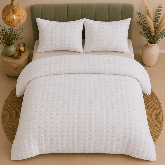 Seersucker White Duvet Set