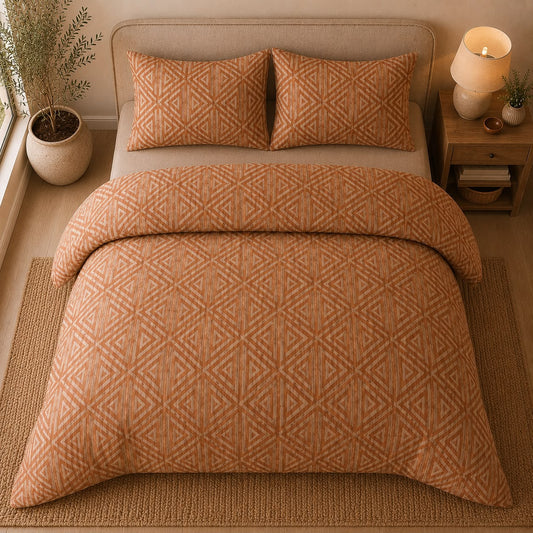 Global Geometric Orange Duvet Set