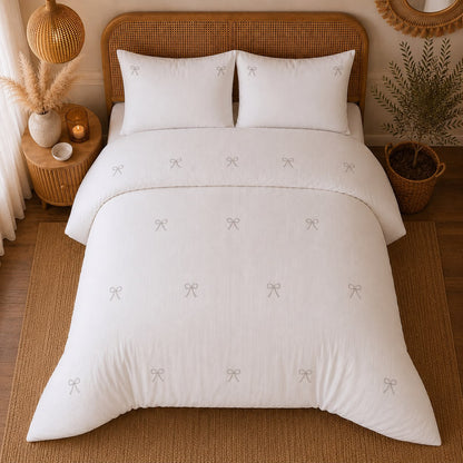 Embroidered White Duvet Set