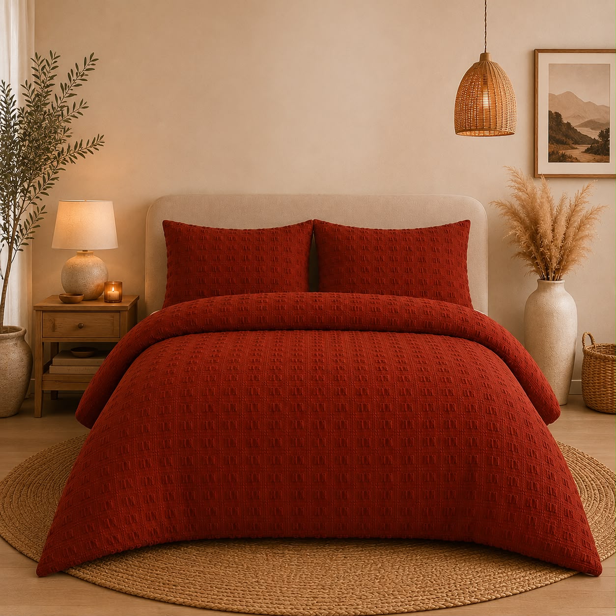 Premium seersucker Terracotta Duvet Set