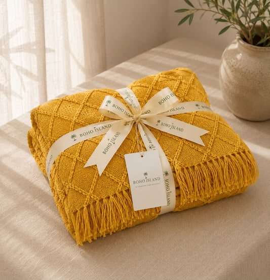 Yellow Knitted Throw