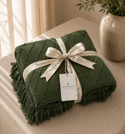 Green Boho Acrylic Throw