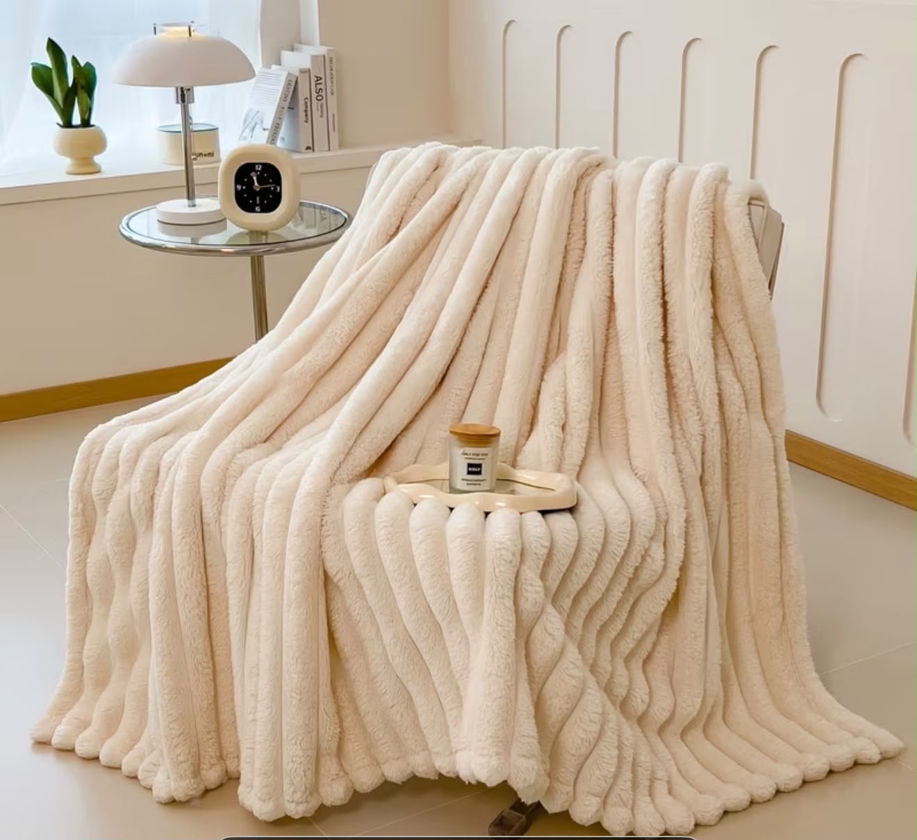 Off White Plush Throws