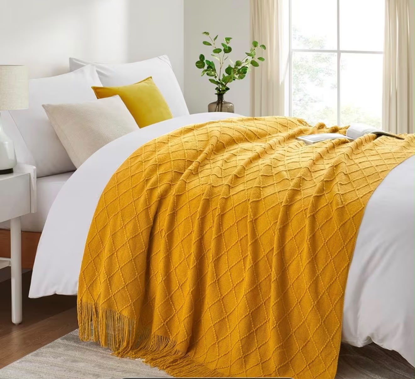 Yellow Knitted Throw