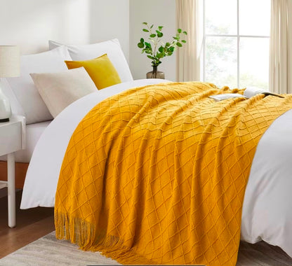 Yellow Knitted Throw