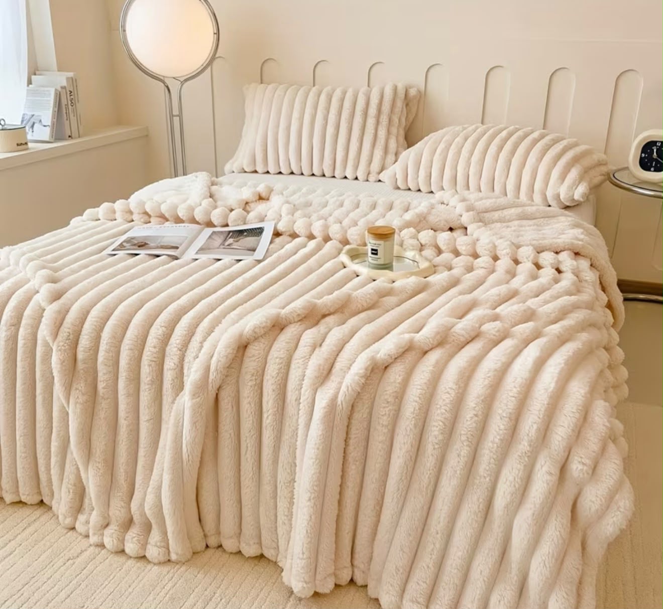Off White Plush Throws