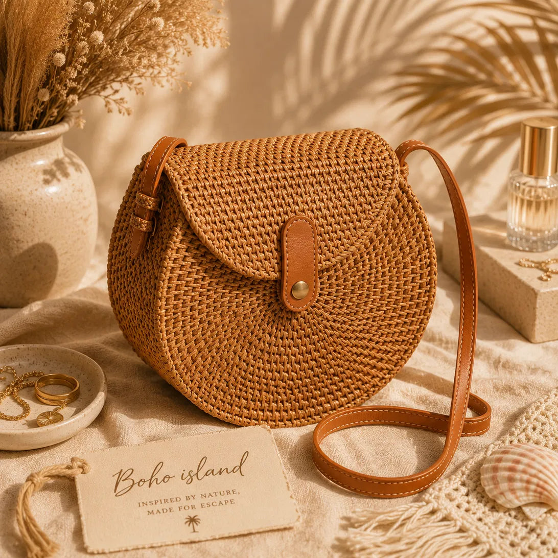 Boho Island Round Saddle Crossbody Bag