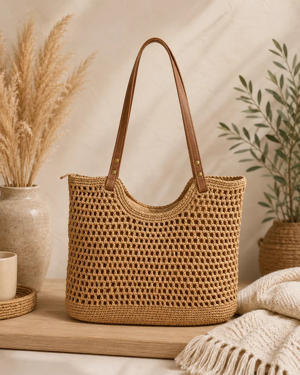 Boho Island Open Weave Net Tote
